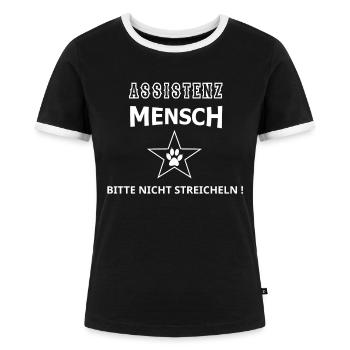 lustiger Assistenz Hund, Rettungshund Begleithund - Frauen Kontrast-T-Shirt - Schwarz/Weiß - Vorne - Selfina (174cm)