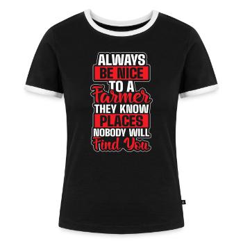 Landwirtschaft Bauernhof Farm - Frauen Kontrast-T-Shirt - Schwarz/Weiß - Vorne - Selfina (174cm)