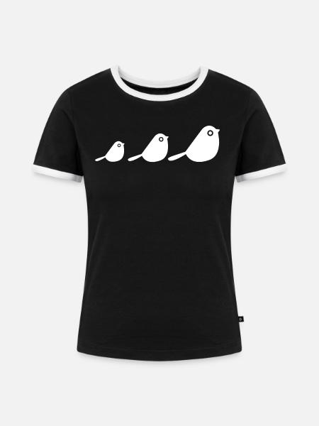 Vögel - Frauen Kontrast-T-Shirt - Schwarz/Weiß