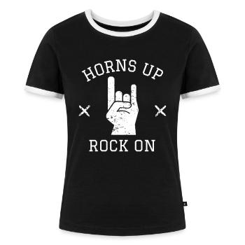 Horns Up Rock On - Frauen Kontrast-T-Shirt - Schwarz/Weiß - Vorne - Selfina (174cm)