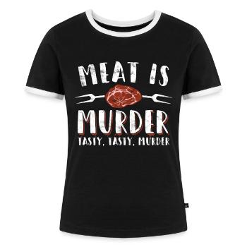 Fleisch Ist Mord - Frauen Kontrast-T-Shirt - Schwarz/Weiß - Vorne - Selfina (174cm)