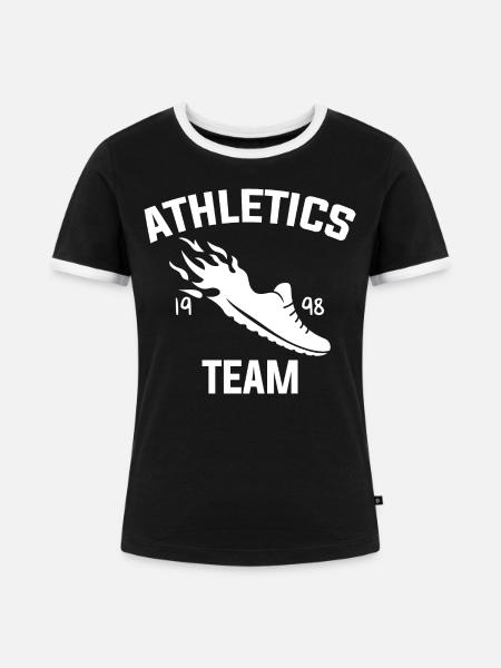Athletics Sport - Frauen Kontrast-T-Shirt - Schwarz/Weiß