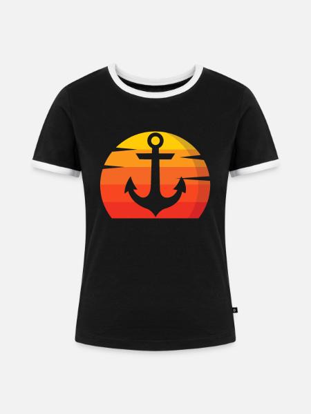 Anker Schiff Seefahrt - Frauen Kontrast-T-Shirt - Schwarz/Weiß