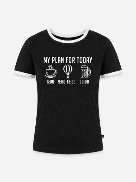 Heißluftballon Heißluftballonfahrt Ballon Fliegen - Frauen Kontrast-T-Shirt - Schwarz/Weiß