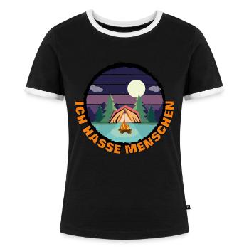 Ich hasse Menschen - Frauen Kontrast-T-Shirt - Schwarz/Weiß - Vorne - Selfina (174cm)