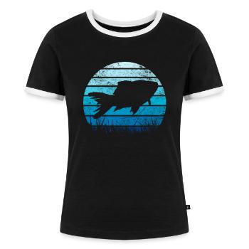 Fisch Aquarium - Frauen Kontrast-T-Shirt - Schwarz/Weiß - Vorne - Selfina (174cm)
