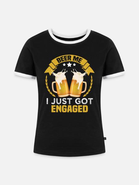 Verlobung Anstoßen - Frauen Kontrast-T-Shirt - Schwarz/Weiß