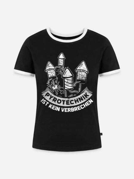 Pyrotechnik Verbrechen - Frauen Kontrast-T-Shirt - Schwarz/Weiß