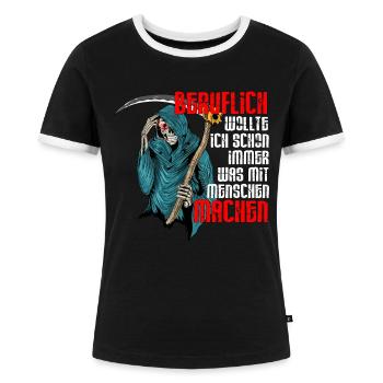 Sensenmann Beruflich was mit Menschen machen - Frauen Kontrast-T-Shirt - Schwarz/Weiß - Vorne - Selfina (174cm)