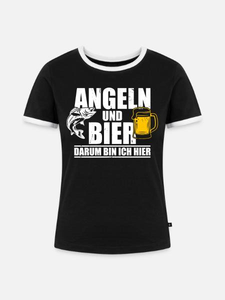 Angler Fischerei Fischen AngelnGeschenkidee - Frauen Kontrast-T-Shirt - Schwarz/Weiß