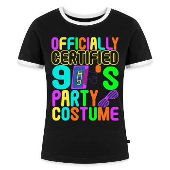 90er Party 90er Jahre - Frauen Kontrast-T-Shirt - Schwarz/Weiß - Vorne - Selfina (174cm)