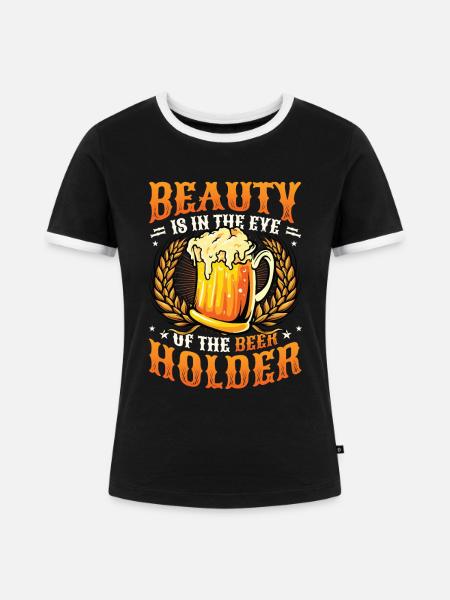 Lustiger Biertrinker - Frauen Kontrast-T-Shirt - Schwarz/Weiß