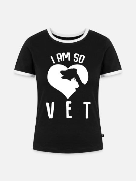 Tierarzt Veterinär Herz Tierarztpraxis - Frauen Kontrast-T-Shirt - Schwarz/Weiß