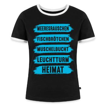 Ostsee Heimat Norddeutschland - Frauen Kontrast-T-Shirt - Schwarz/Weiß - Vorne - Selfina (174cm)