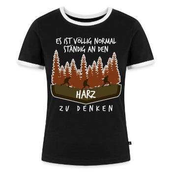 Harz Torfhaus Harzer Brocken - Frauen Kontrast-T-Shirt - Schwarz/Weiß - Vorne - Selfina (174cm)