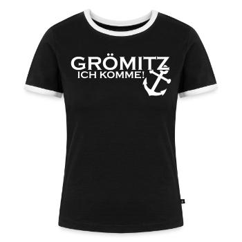 Grömitz ich komme - Frauen Kontrast-T-Shirt - Schwarz/Weiß - Vorne - Selfina (174cm)