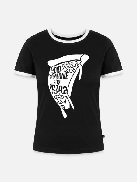 Pizza Pizzabäcker Spruch Pizzaria - Frauen Kontrast-T-Shirt - Schwarz/Weiß