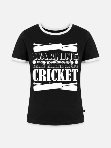 Cricket Witz Cricketschläger - Frauen Kontrast-T-Shirt - Schwarz/Weiß