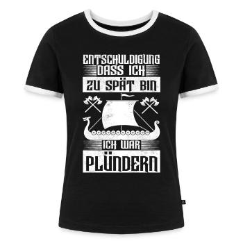 Wikinger Nordische Mythologie - Frauen Kontrast-T-Shirt - Schwarz/Weiß - Vorne - Selfina (174cm)