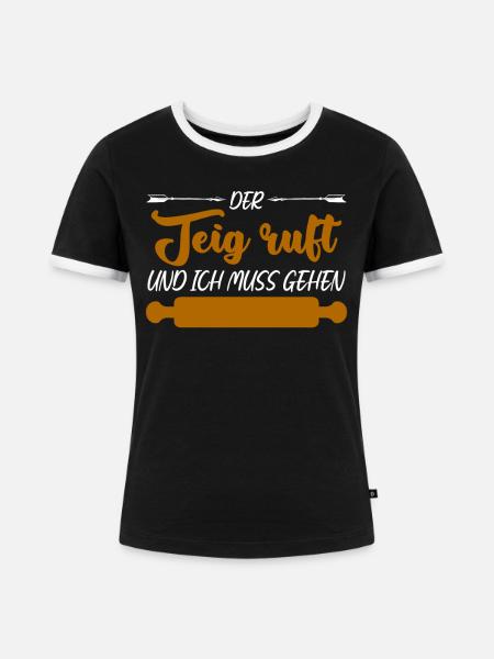 Bäcker Backen Teig kneten Bäckerei - Frauen Kontrast-T-Shirt - Schwarz/Weiß