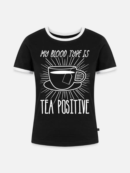Tee Teebeutel Teetasse Teetrinker - Frauen Kontrast-T-Shirt - Schwarz/Weiß