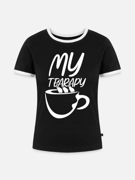 Teetrinker Spruch Teetasse Tee - Frauen Kontrast-T-Shirt - Schwarz/Weiß