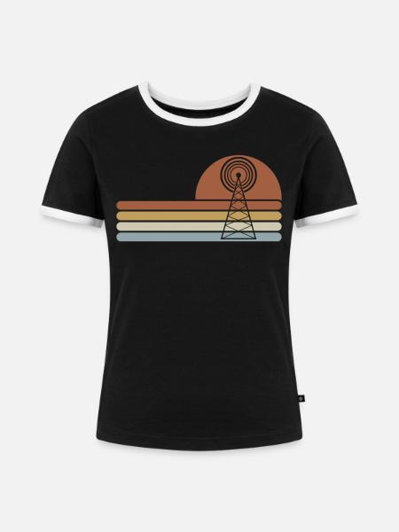 Amateurfunker Funkgerät Antenne - Frauen Kontrast-T-Shirt - Schwarz/Weiß