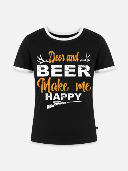 Jäger Jagt.Hirsch Geschenkidee - Frauen Kontrast-T-Shirt - Schwarz/Weiß
