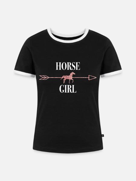Pferd Reiten Reitverein Geschenkidee - Frauen Kontrast-T-Shirt - Schwarz/Weiß