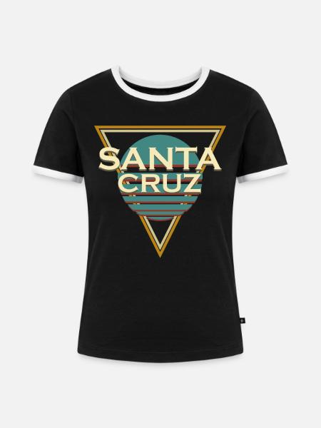 Santa Cruz Surfing - Frauen Kontrast-T-Shirt - Schwarz/Weiß
