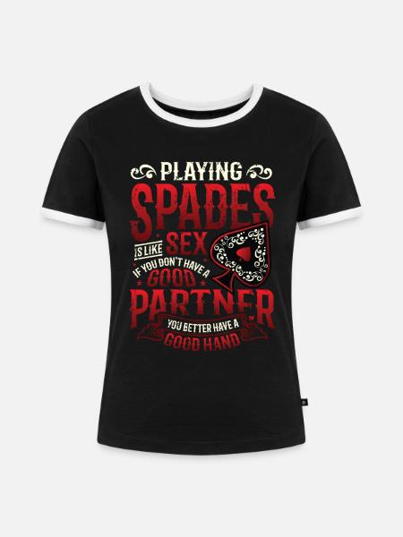 Pik-karten Spielen - Frauen Kontrast-T-Shirt - Schwarz/Weiß