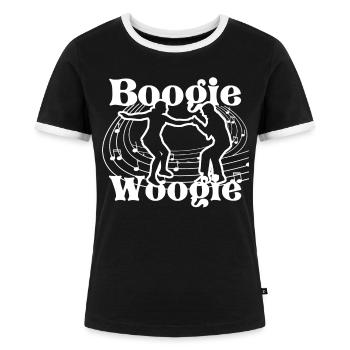 Boogie Woogie Tanzen Swing - Frauen Kontrast-T-Shirt - Schwarz/Weiß - Vorne - Selfina (174cm)