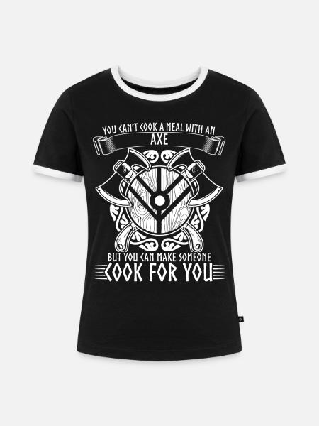 Schildmaid Berserker lustig Wikinger - Frauen Kontrast-T-Shirt - Schwarz/Weiß