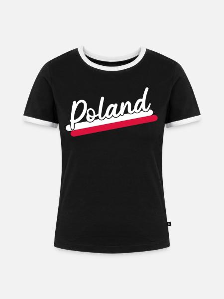 Polen Flagge - Frauen Kontrast-T-Shirt - Schwarz/Weiß