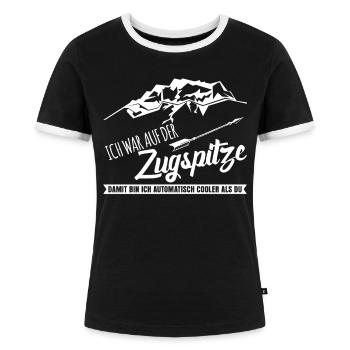 Zugspitze Berge Bergsteiger - Frauen Kontrast-T-Shirt - Schwarz/Weiß - Vorne - Selfina (174cm)