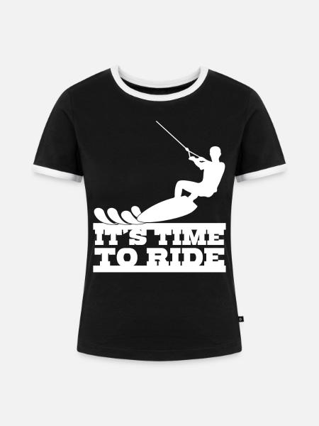 Wakeboard Wakeboarding Wakeboarder - Frauen Kontrast-T-Shirt - Schwarz/Weiß