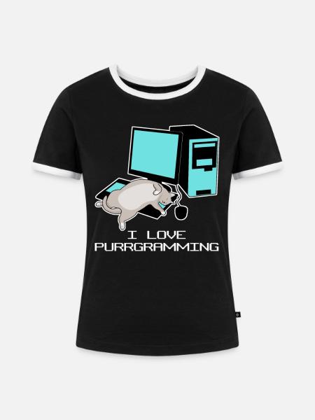 Programmierer Admin Computer Katze - Frauen Kontrast-T-Shirt - Schwarz/Weiß