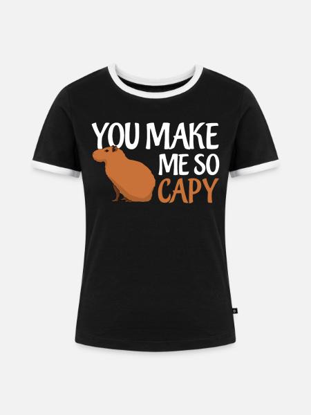 Capybara Happy Capybaras - Frauen Kontrast-T-Shirt - Schwarz/Weiß