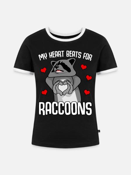 Waschbär mit Herz Waschbären - Frauen Kontrast-T-Shirt - Schwarz/Weiß