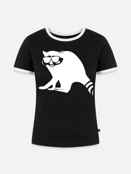 Waschbär mit Sonnenbrille - Frauen Kontrast-T-Shirt - Schwarz/Weiß