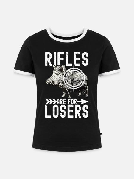 Jäger Wildschwein Jagen - Frauen Kontrast-T-Shirt - Schwarz/Weiß