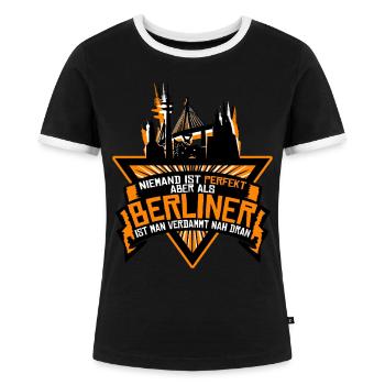 Berlin Spruch Berliner - Frauen Kontrast-T-Shirt - Schwarz/Weiß - Vorne - Selfina (174cm)