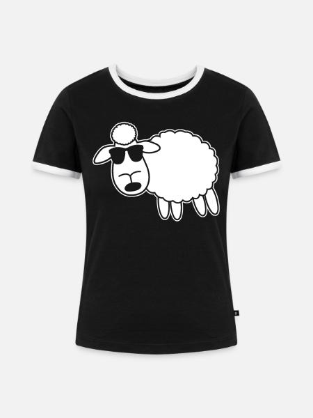 Schaf mit Sonnenbrille - Frauen Kontrast-T-Shirt - Schwarz/Weiß