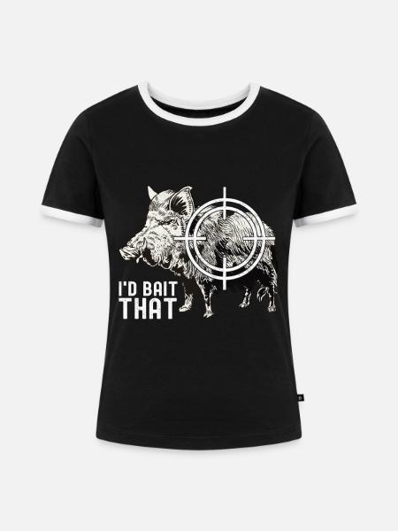 Jäger Wildschwein Jagen - Frauen Kontrast-T-Shirt - Schwarz/Weiß