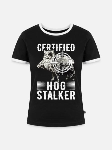 Jäger Wildschwein Jagen - Frauen Kontrast-T-Shirt - Schwarz/Weiß