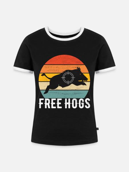 Jäger Wildschwein Jagen - Frauen Kontrast-T-Shirt - Schwarz/Weiß