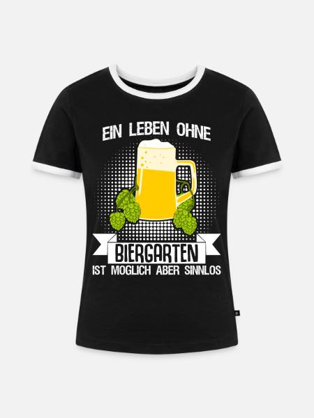 Biergarten Biertrinker Bier Bierkrüge - Frauen Kontrast-T-Shirt - Schwarz/Weiß