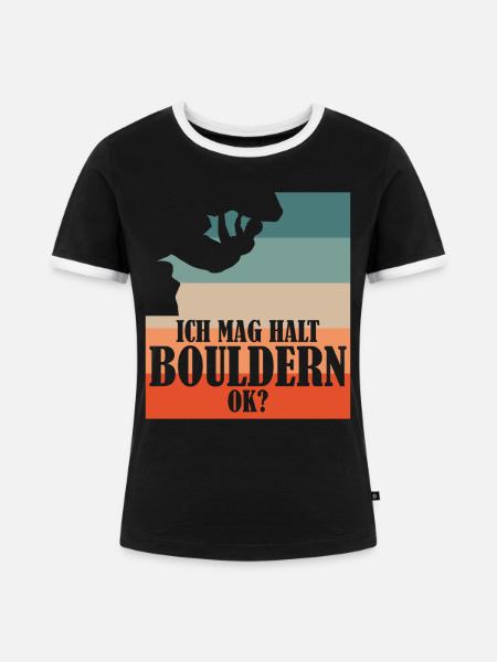 Bouldern Kletterer Klettern - Frauen Kontrast-T-Shirt - Schwarz/Weiß
