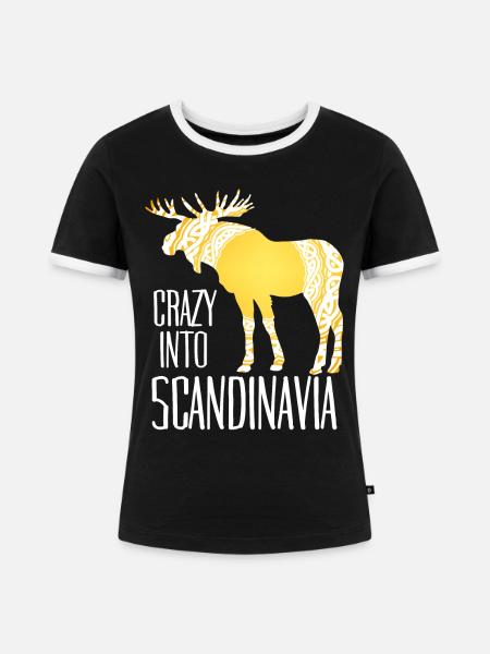 Skandinavien Wikinger Elch - Frauen Kontrast-T-Shirt - Schwarz/Weiß