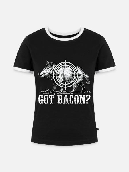 Jäger Wildschwein Jagen - Frauen Kontrast-T-Shirt - Schwarz/Weiß